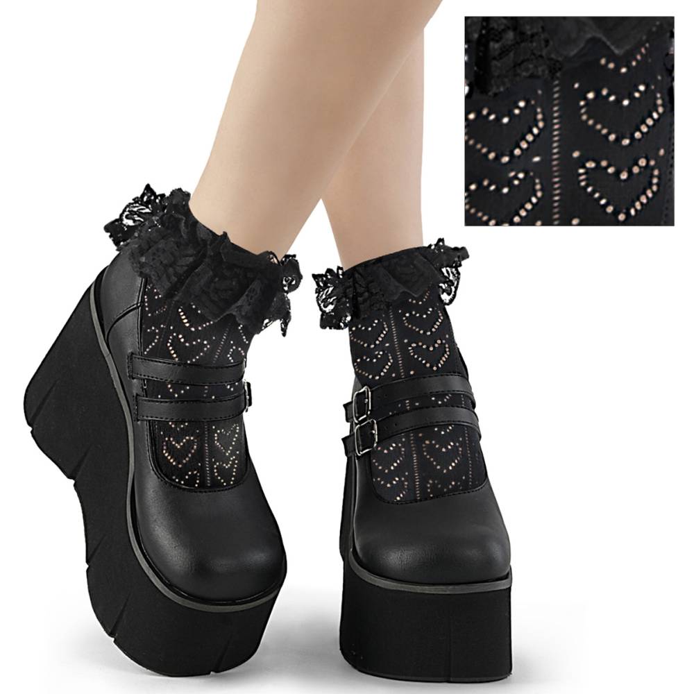 DemoniaCult - DH-15 Chaussette de cheville - Ruffle - Noir